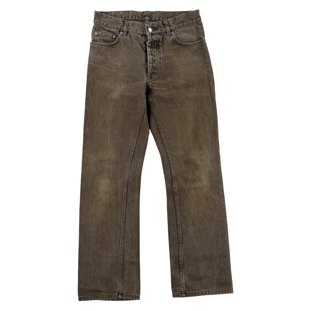 Helmut Lang Vintage Stained Denim Jeans Mens 30x30 Brown Bootcut Y2K Italy